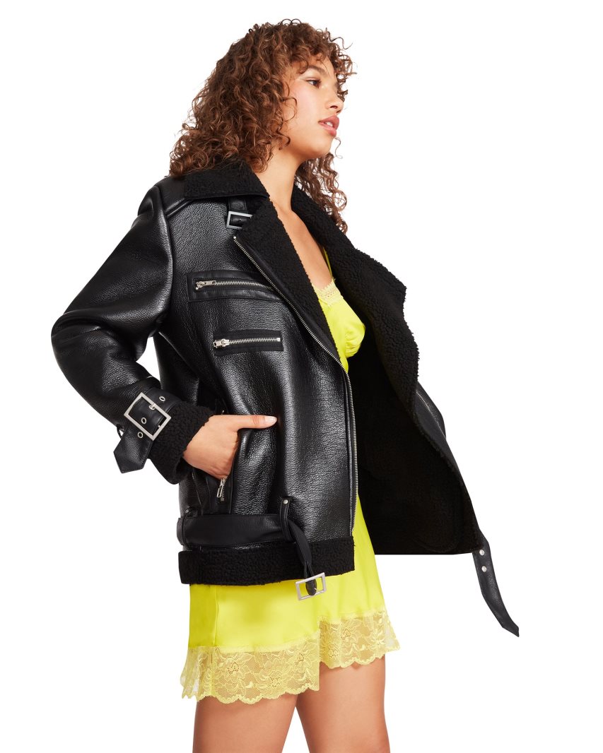 Black Steve Madden Quinn Women's Jackets | PH 5962NGM